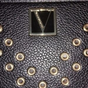 V-Emblem Black and Gold Studded Women's Bag